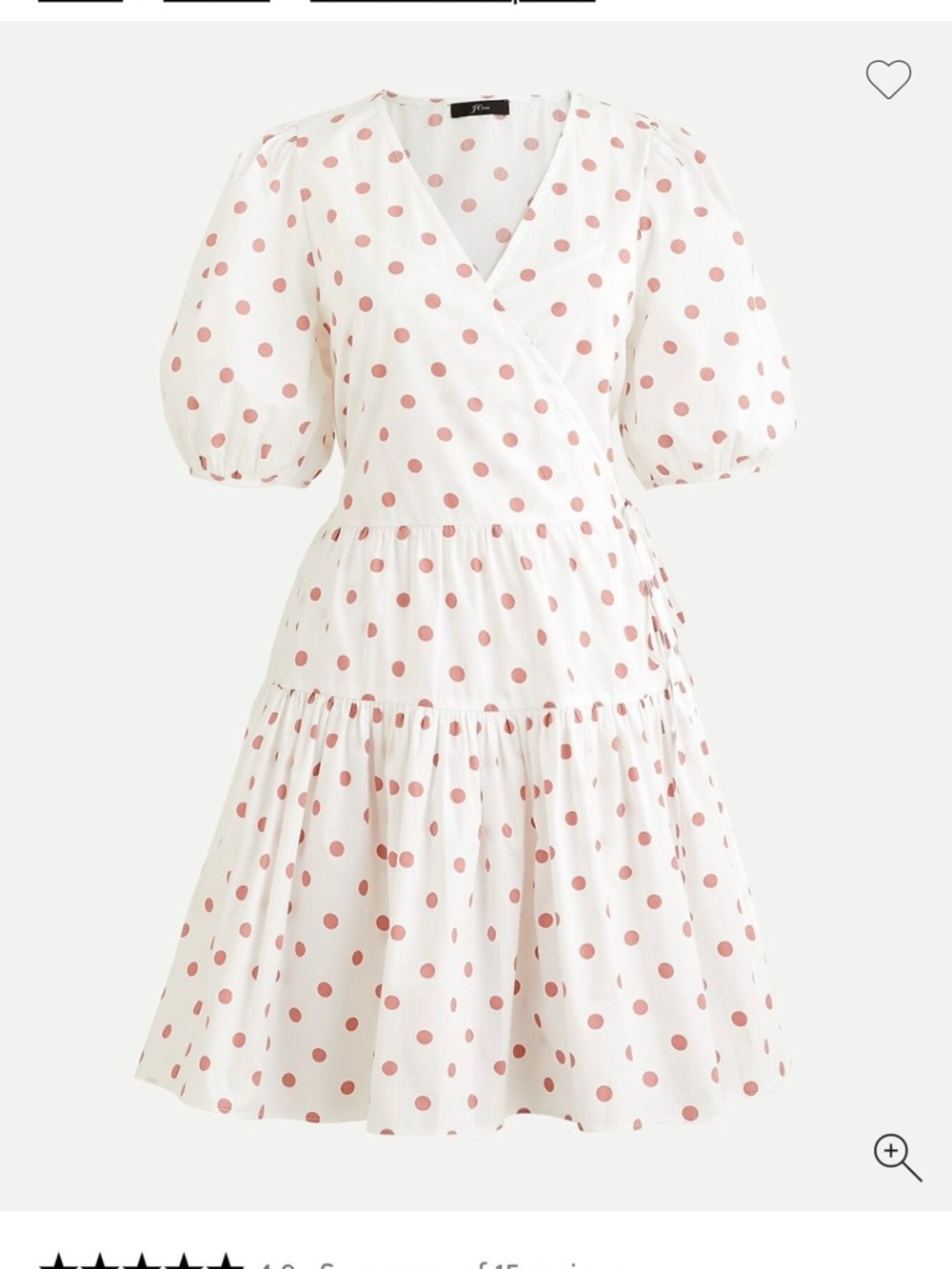 J. Crew White Mini Wrap Dress with Blush Polka Dots